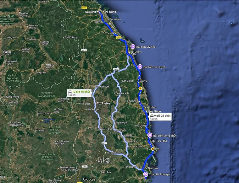 Distance from Da Nang to Nha Trang