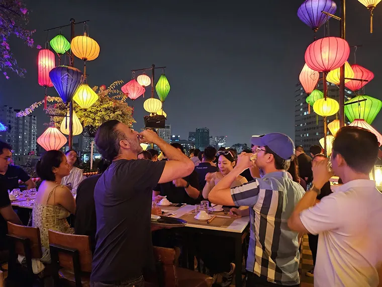 Guests can enjoy the city's night view from above at The View Rooftop Bar