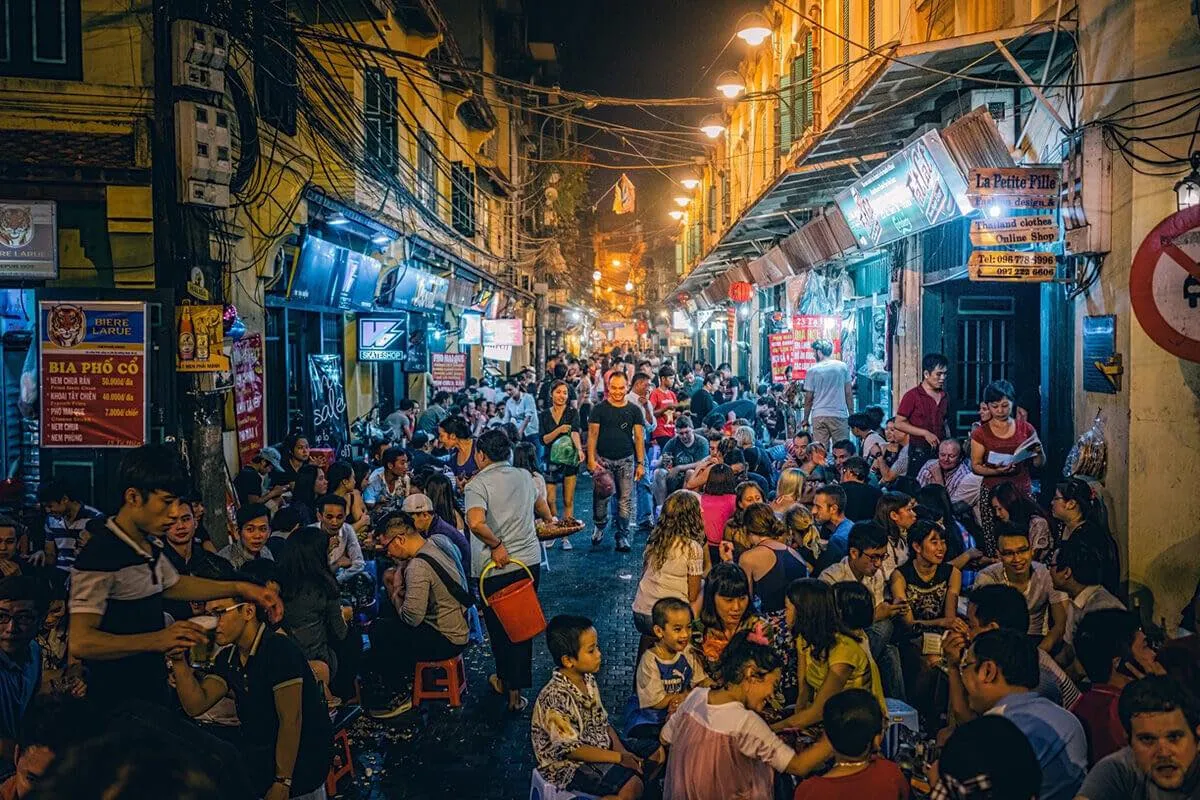 A lively 200-meter stretch in Hanoi’s Old Quarter, famous for cheap beer, great street food, and vibrant nightlife - Photo Source: Fanpage Hanoi Free Tour Guides