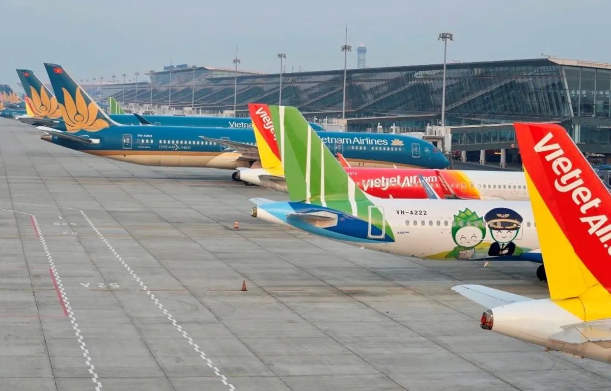 Vietnam Airlines, Bamboo Airways, and VietJet Air are the three major domestic airlines operating at Noi Bai - Photo Source: Website vov.vn