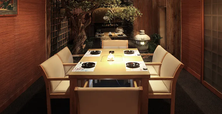 Asahi Sushi's luxurious space with authentic Japanese grilling tables