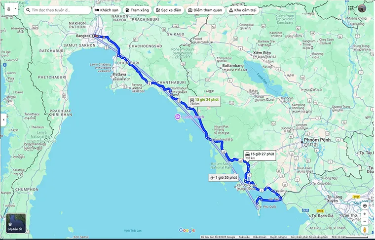 Distance from Bangkok to Phu Quoc