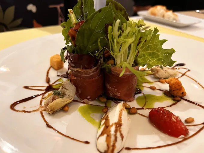 French food at La Badiane restaurant, vibrant dish presentation