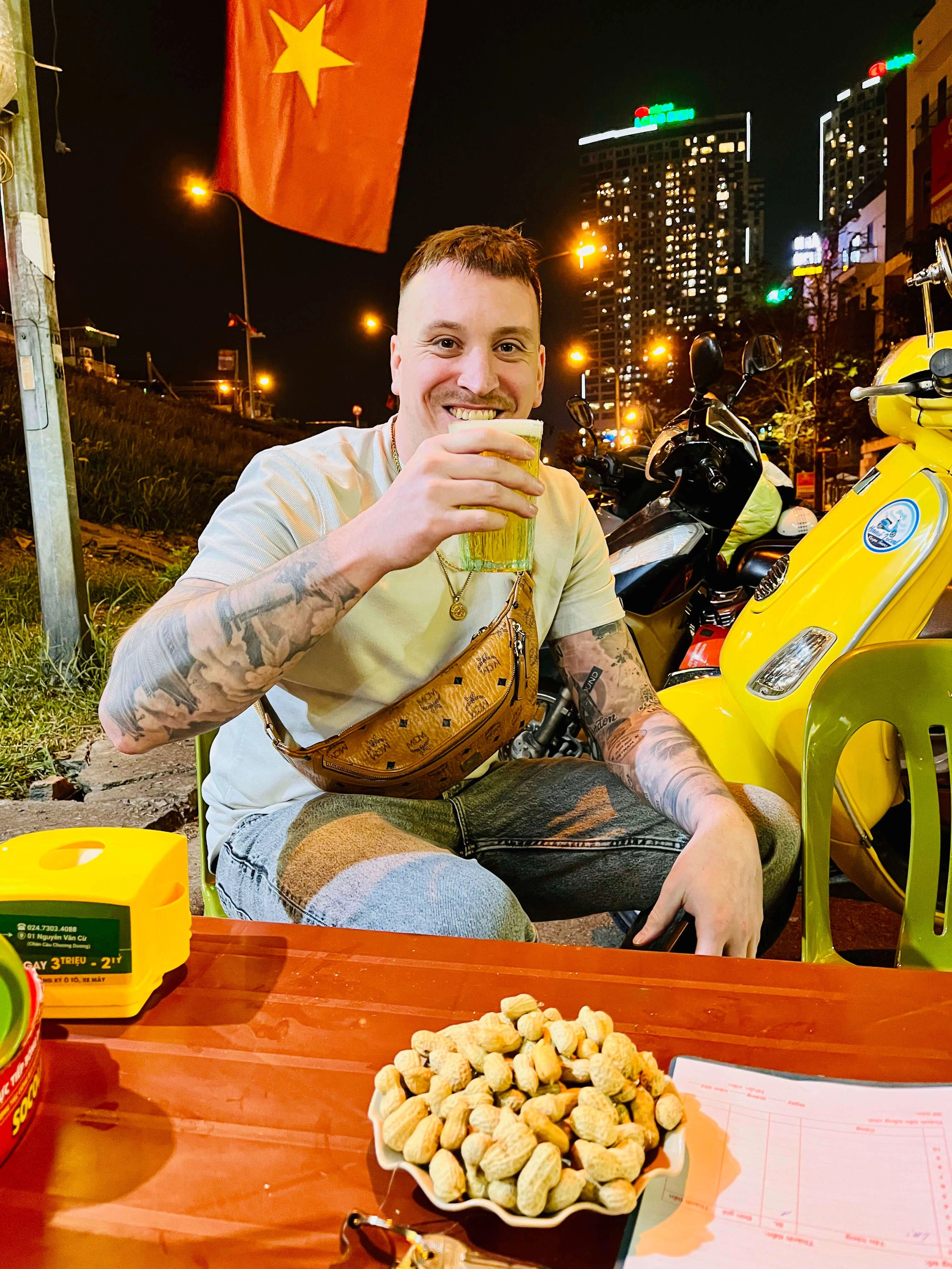 Night Tour | Explore Hanoi at Night by Vespa (4 Hours) with Street Food & Drinks + Lively Night Atmosphere + Exciting Trip | Hanoi