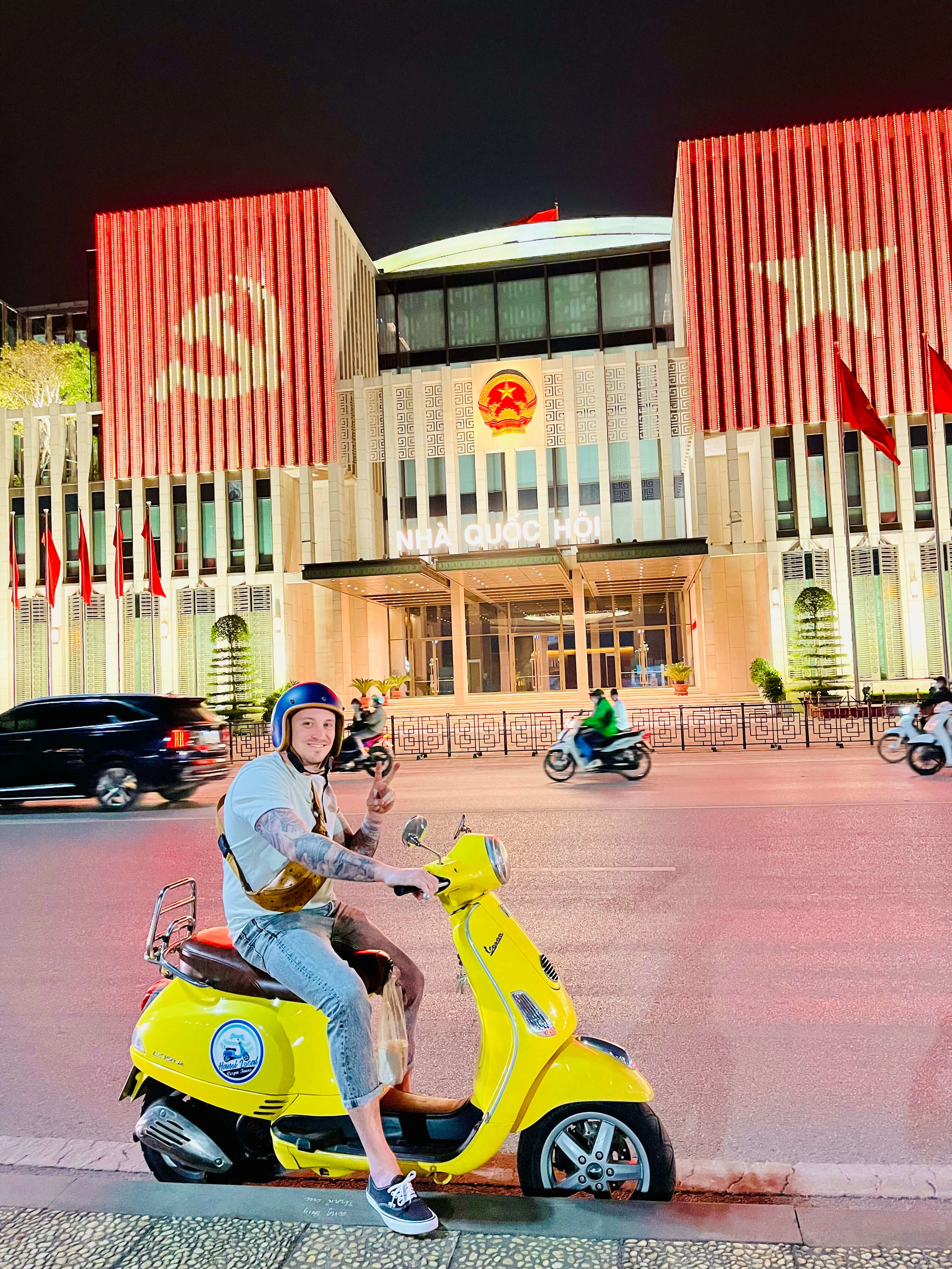 Night Tour | Explore Hanoi at Night by Vespa (4 Hours) with Street Food & Drinks + Lively Night Atmosphere + Exciting Trip | Hanoi