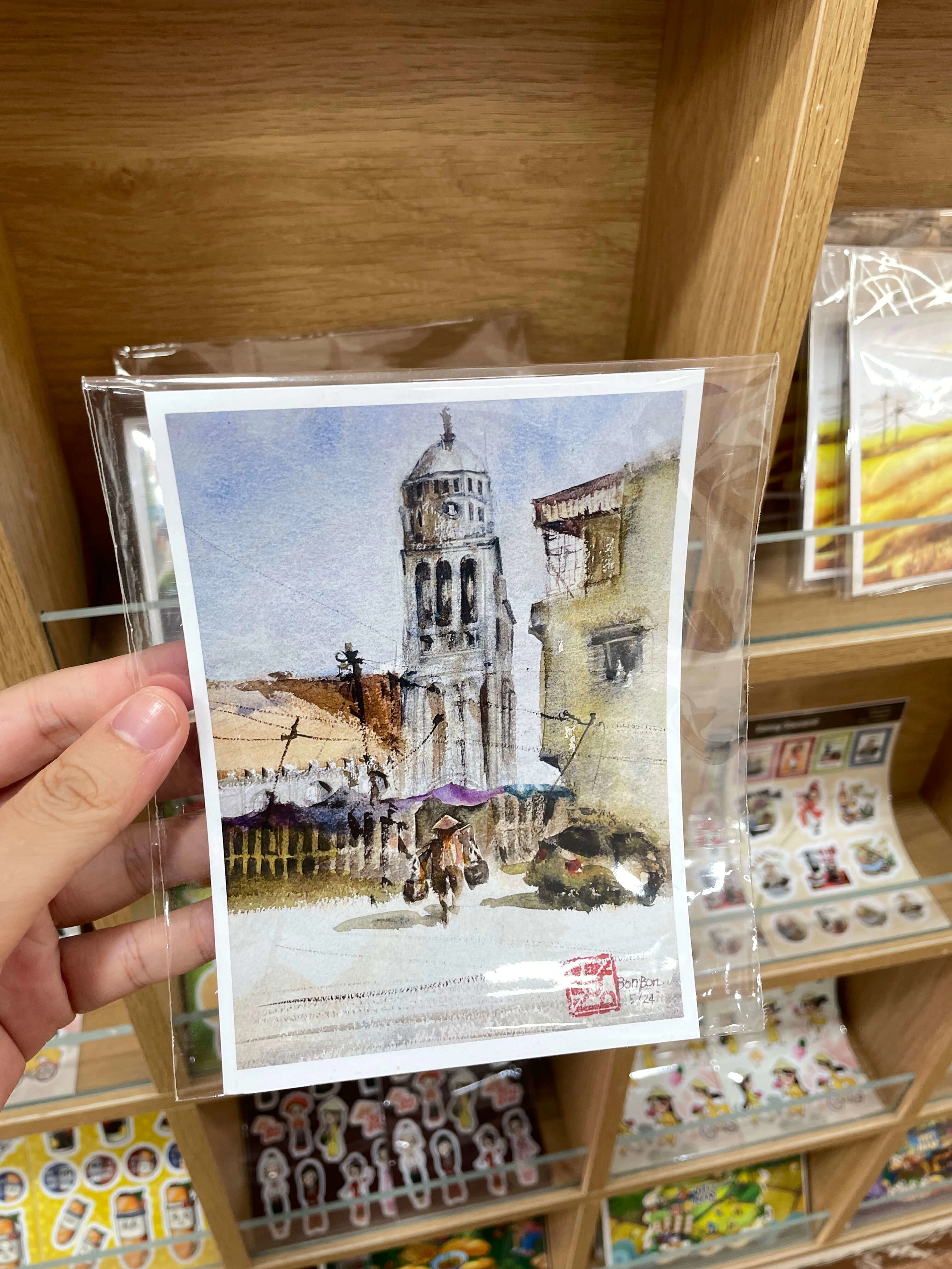 Postcard lưu niệm màu nước thủ công Việt nam