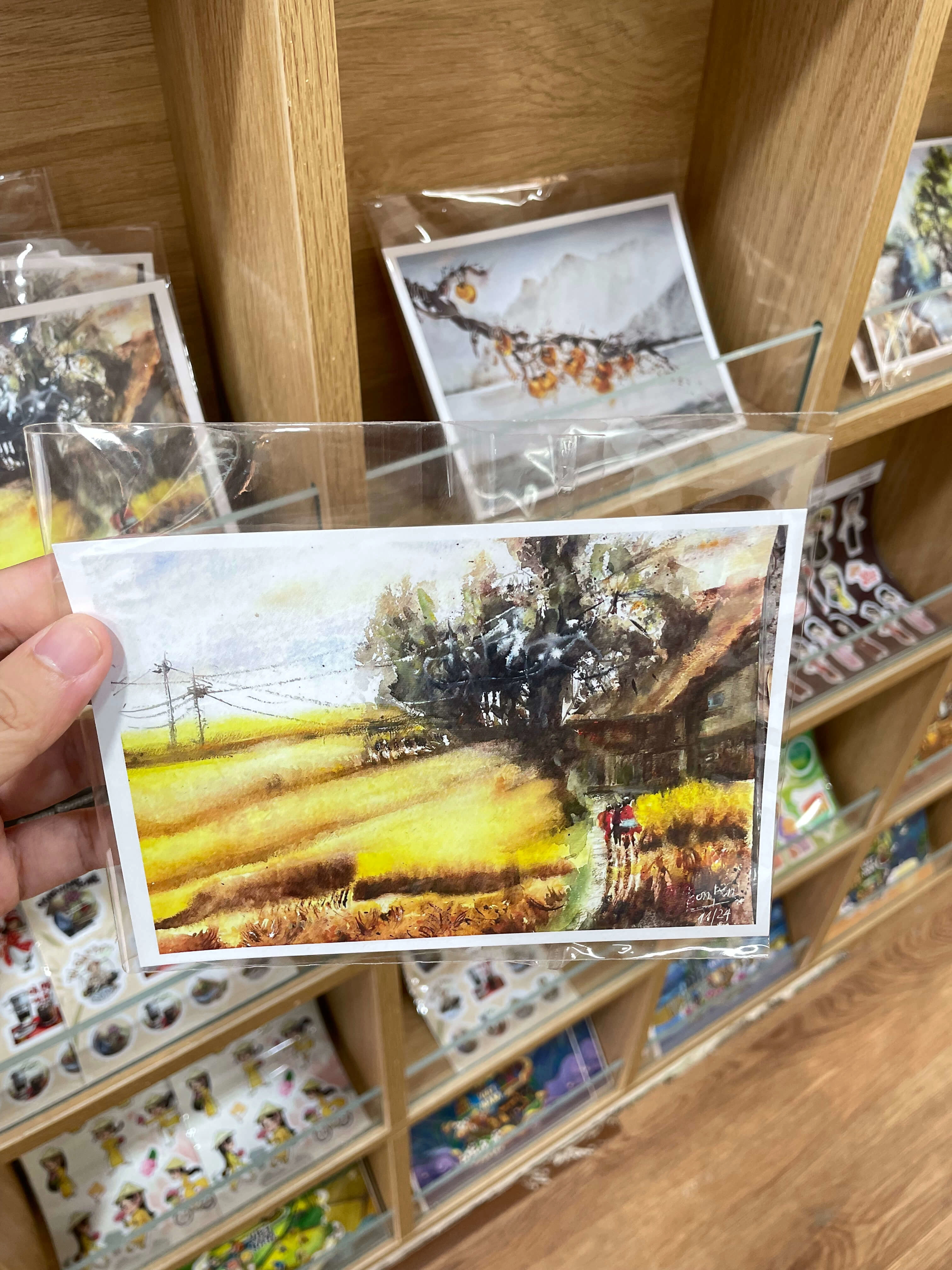 Postcard lưu niệm màu nước thủ công Việt nam