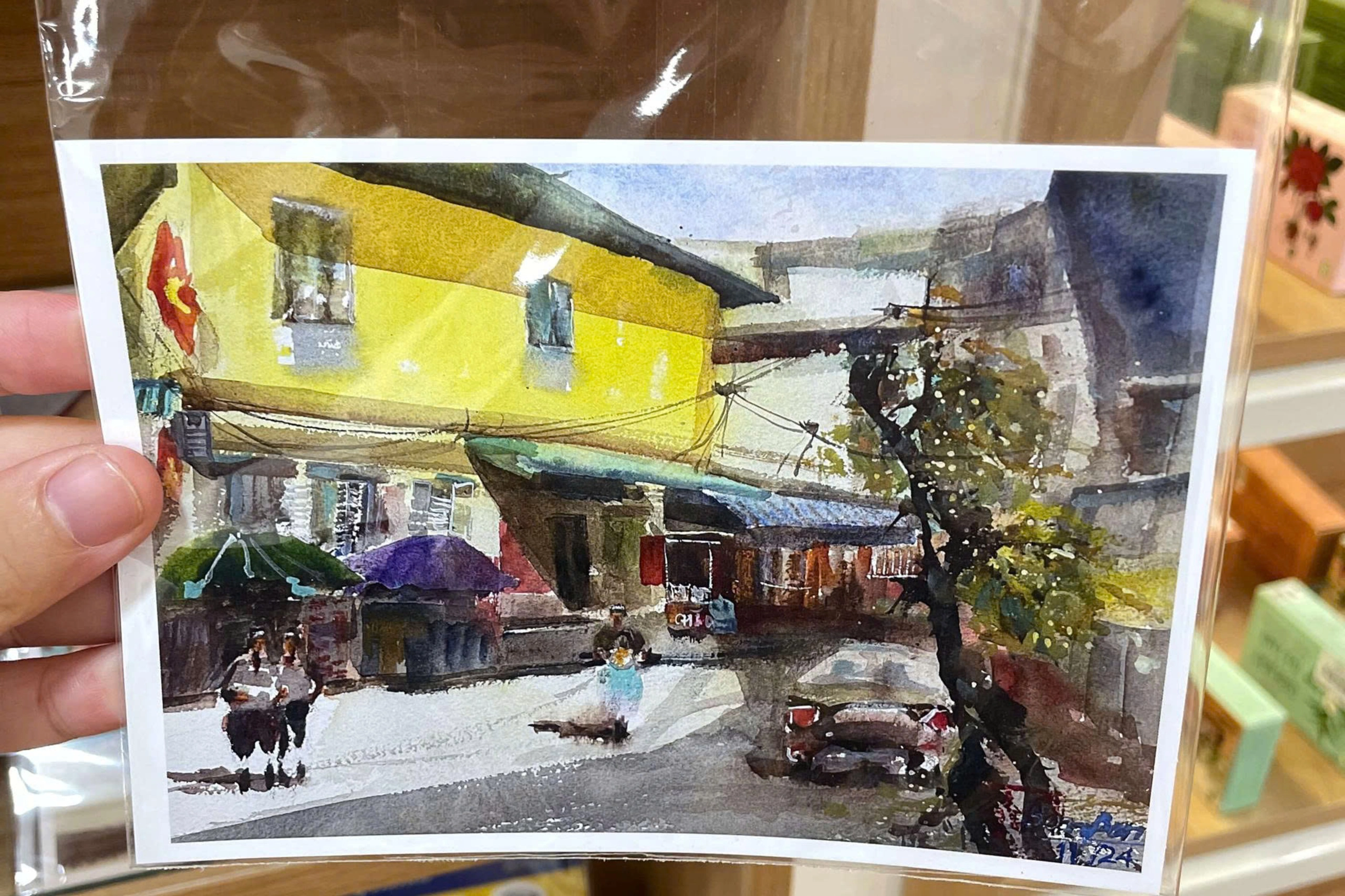Postcard lưu niệm màu nước thủ công Việt nam
