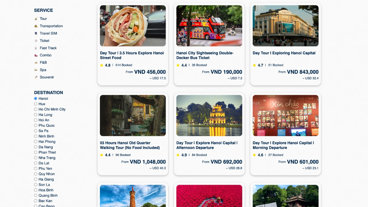 Suggested Joytime tour packages in Hanoi