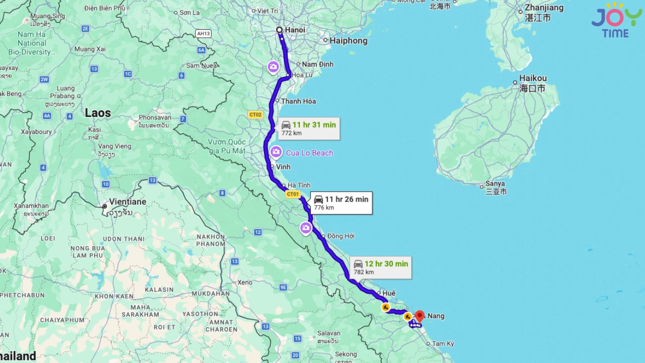 how long from hanoi to hoi an