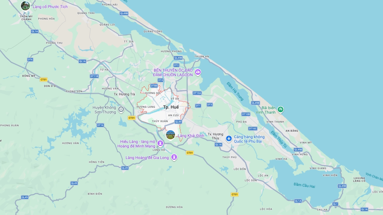 Where is Hue in Vietnam exactly? - Image Source: Google Maps