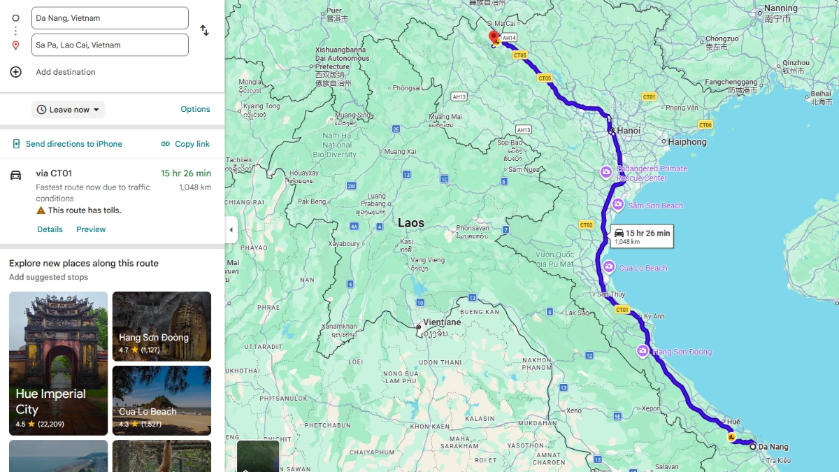 How Far Is It from Da Nang to Sapa?