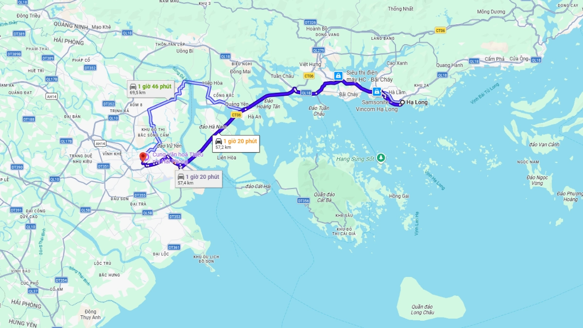 How Far Is Ha Long from Hai Phong?