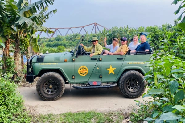 Half-day Explore Hanoi City, Train Street & Red River Countryside Combo by Jeep