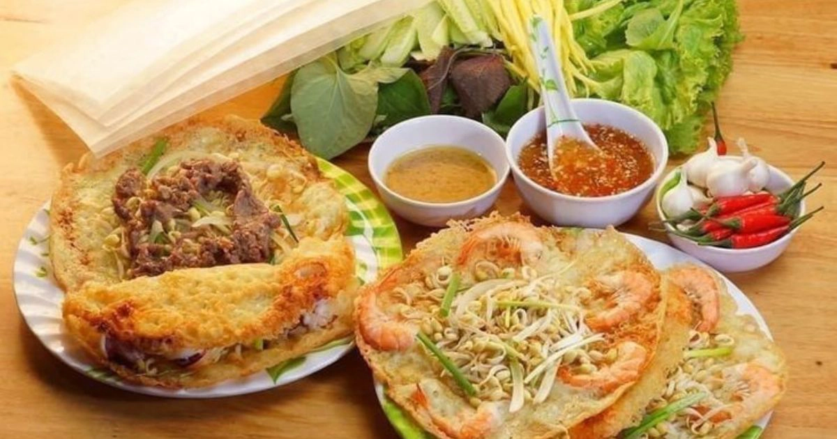 Banh xeo (Vietnamese savory pancake) is a specialty dish in Binh Thuan