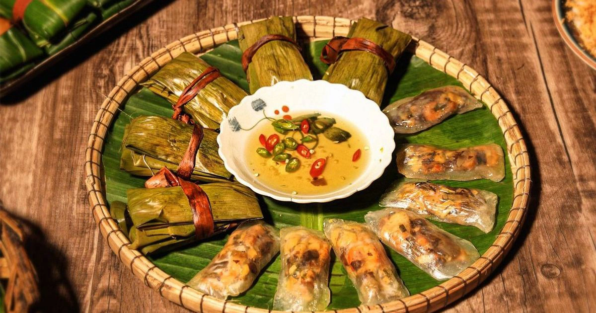 Banh bot loc, a translucent steamed dumpling filled with shrimp and pork