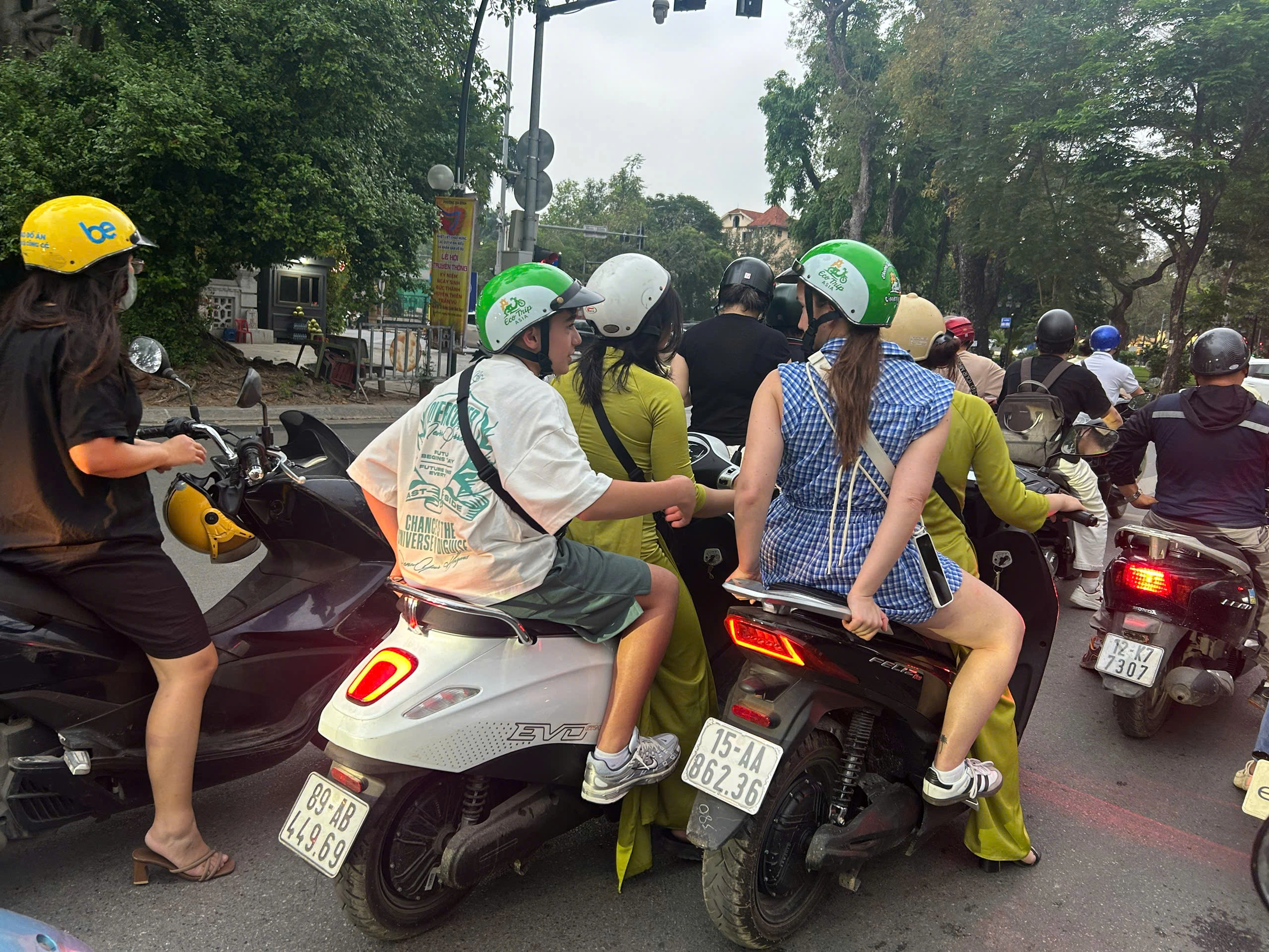 Eco Tour | Explore Hanoi City by E-Motorbike with Ao Dai Female Riders
