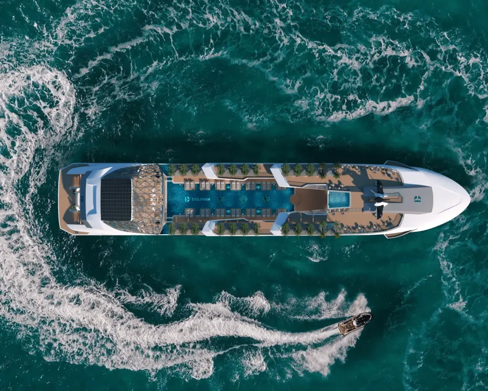 Dolphin Luxury Day Cruise | Explore Ha Long Bay with Sung Sot Cave, Ti Top Island & Sunset DJ Pool Party | 6-Star Beach Club Experience