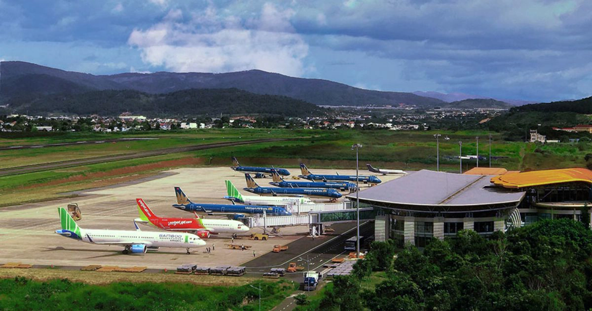 Lien Khuong airport Da Lat terminal exterior mountain view