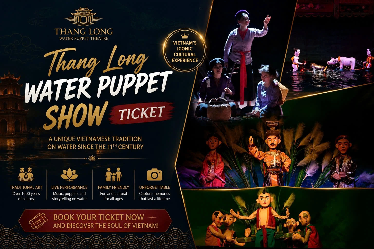 Thang Long Water Puppet Show Ticket in Hanoi