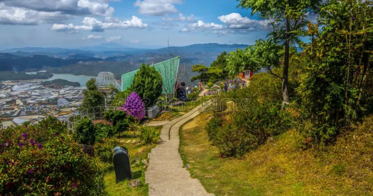 Langbiang mountain panoramic view, Dalat highlands, Vietnam