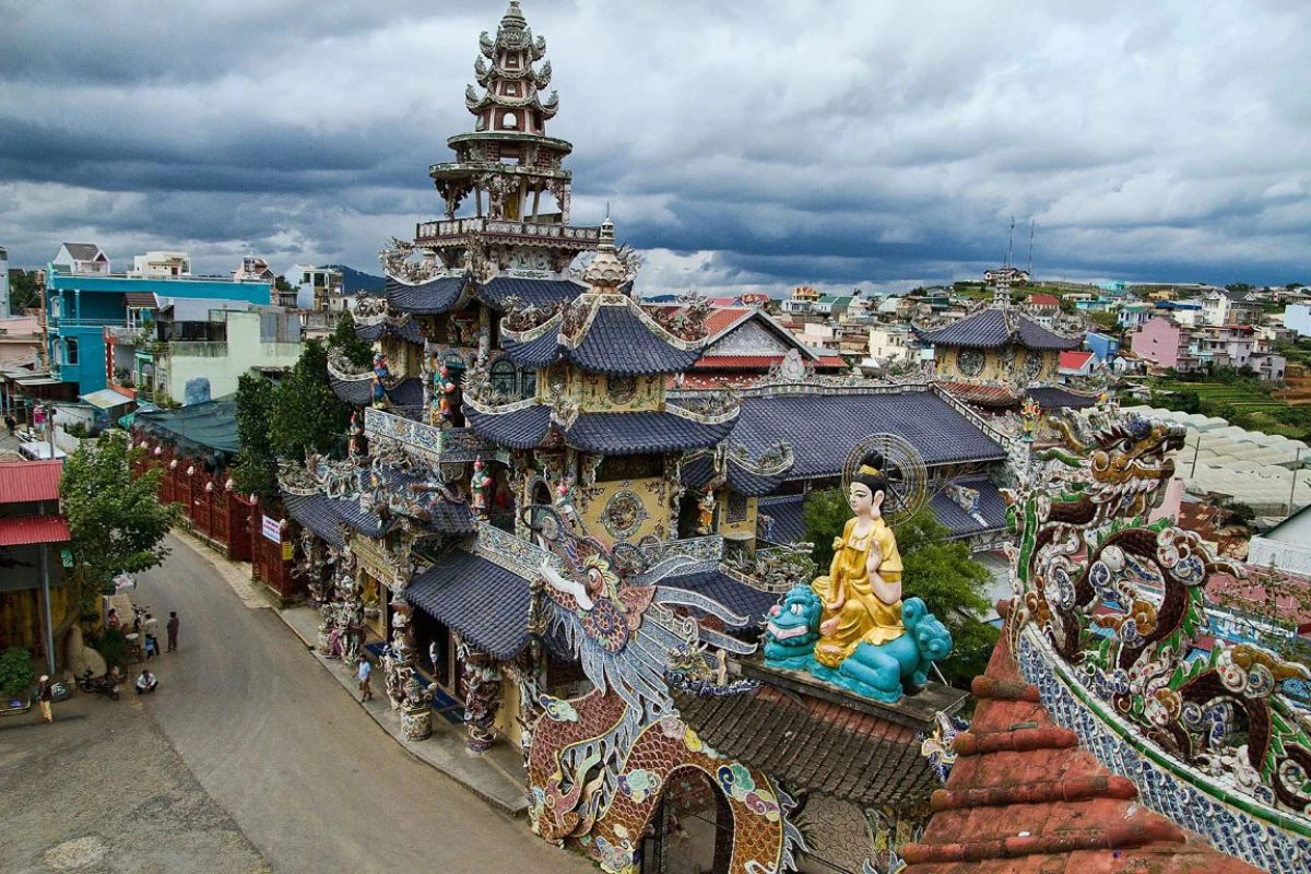 Linh Phuoc Pagoda sparkles with colorful ceramic mosaics