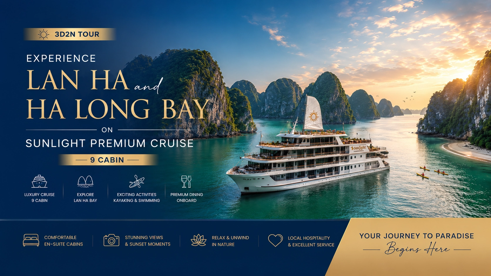 3D2N Tour | Experience Lan Ha and Ha Long Bay on Sunlight Premium Cruise 9 cabin