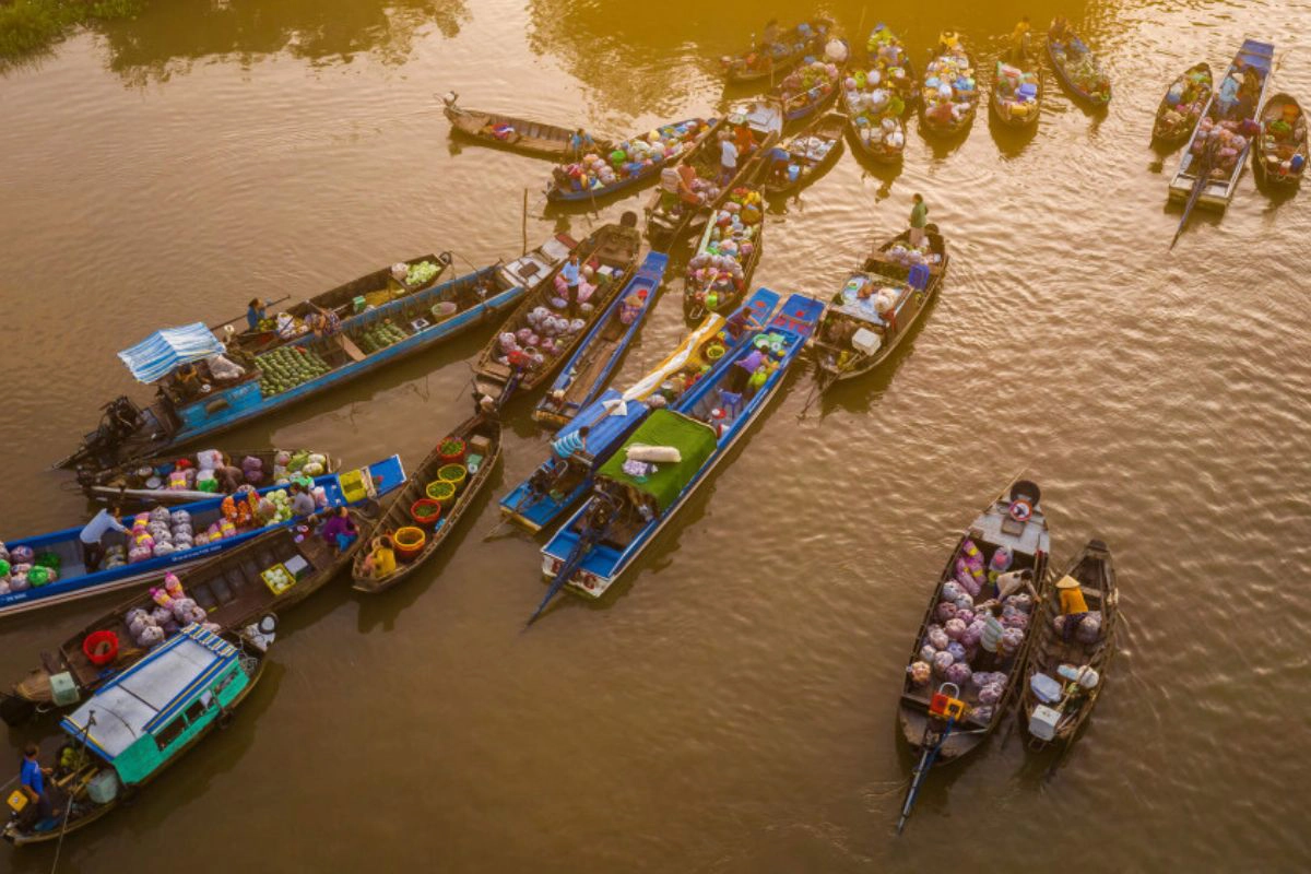 Floating market on Mekong River