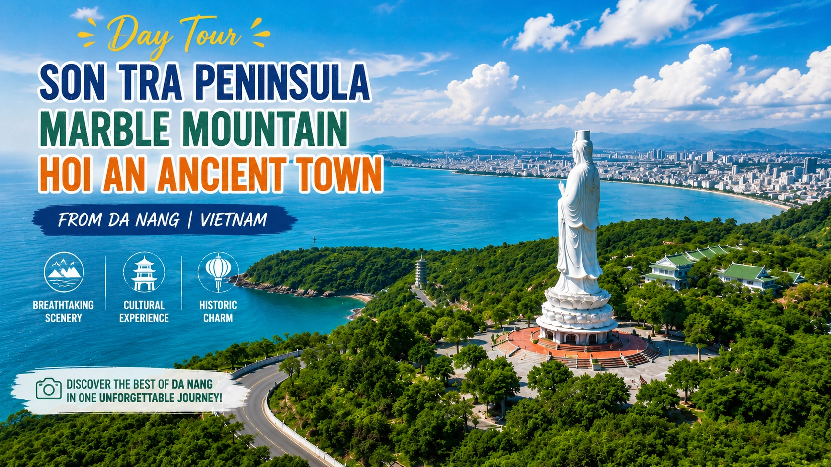 Day Tour | Son Tra Peninsula - Marble mountain - Hoi An Acient town From Da Nang (with chinese guide option) | Vietnam