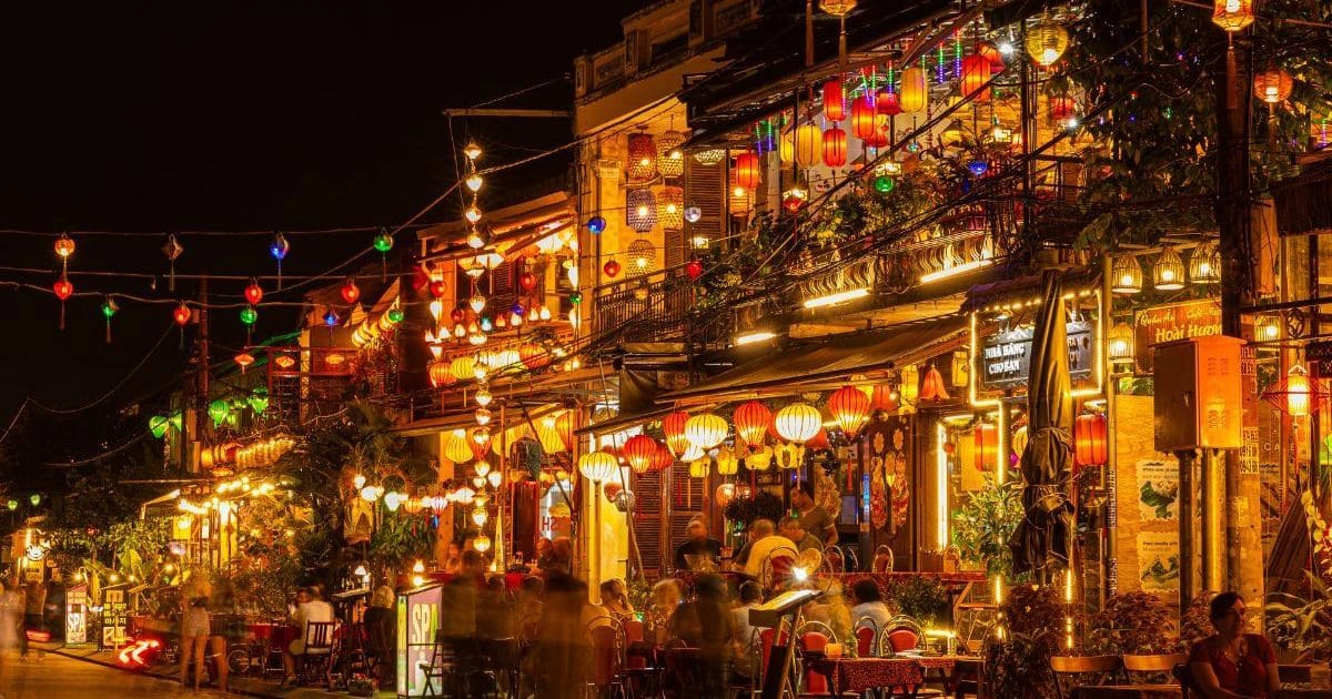 Hoi An ancient town lantern street at night 