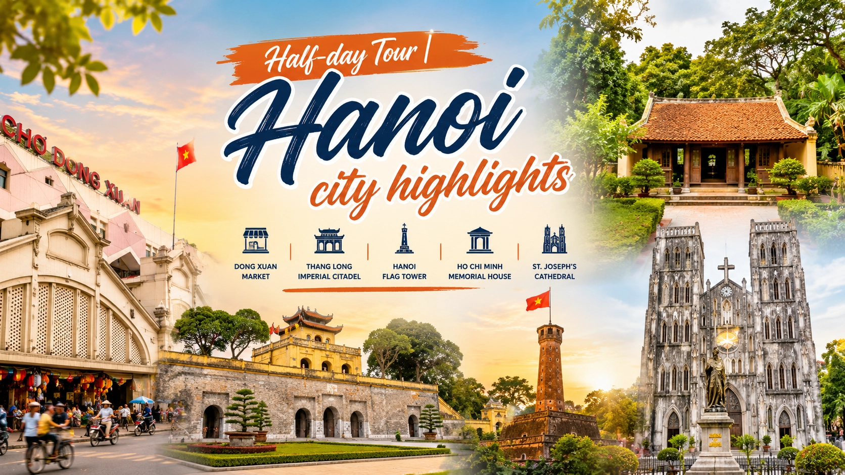 Half-day Tour | Hanoi city highlights with Dong Xuan Market
