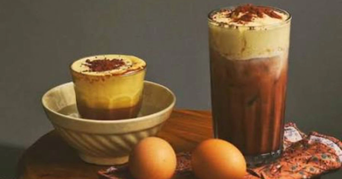 Traditional hot and iced egg coffee hanoi