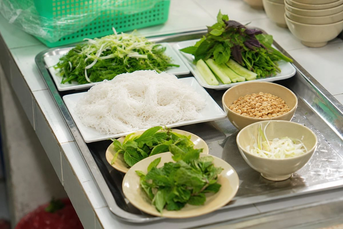 Cold noodles, herbs, and peanuts create the perfect base