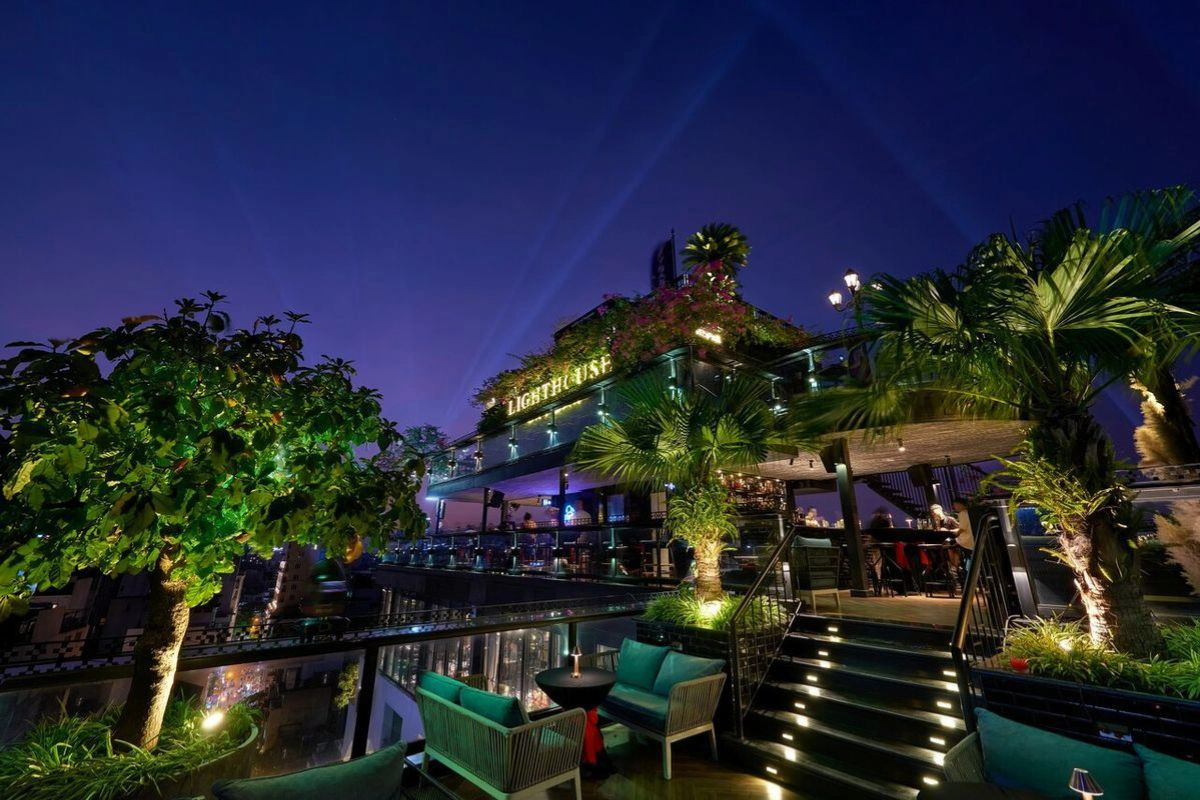 A nautical themed rooftop bar with panoramic views of the Red River