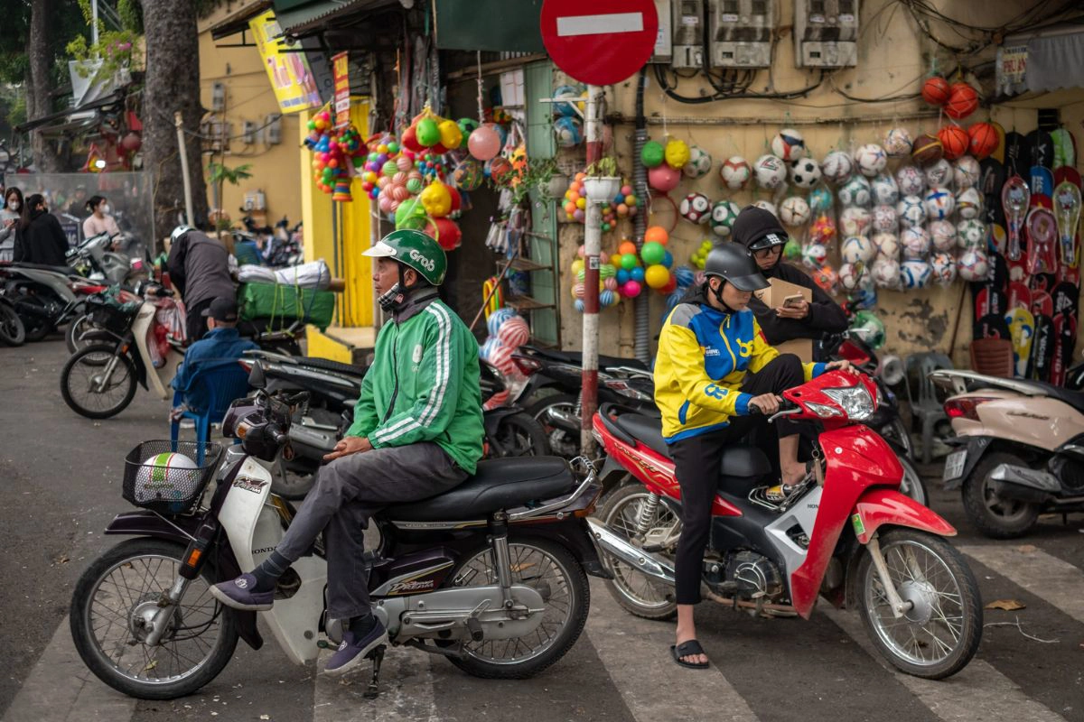 A Grab driver navigating the local traffic 