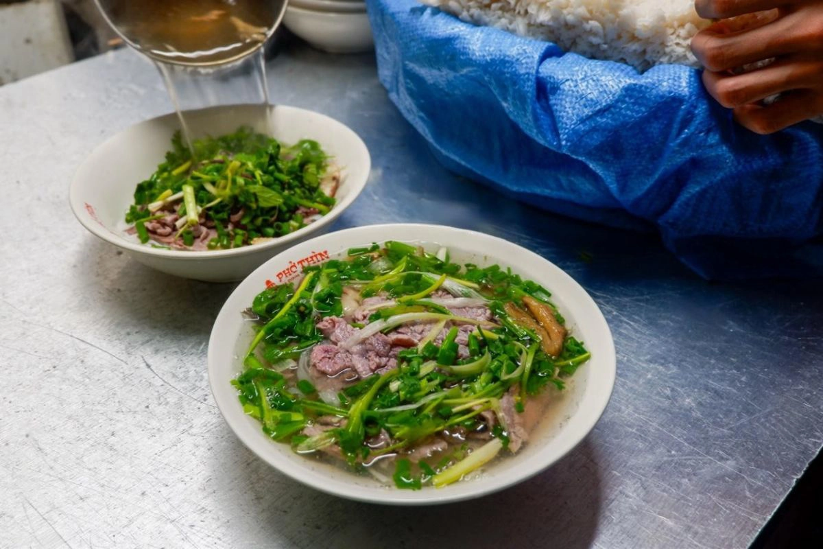 A steaming bowl of traditional Pho Hanoi 