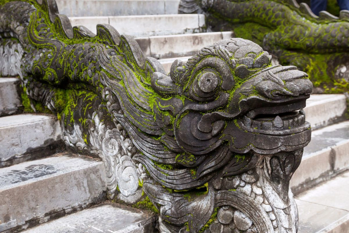 A stone dragon statue at the Imperial Citadel