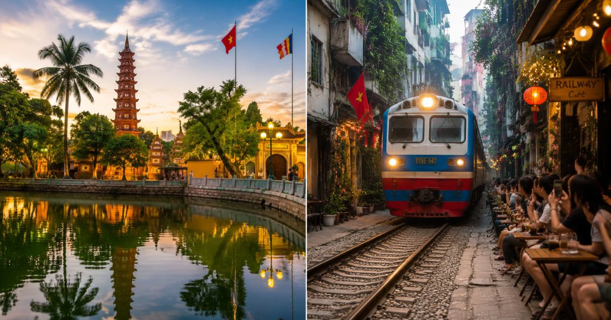 Tran Quoc pagoda west lake and train street 