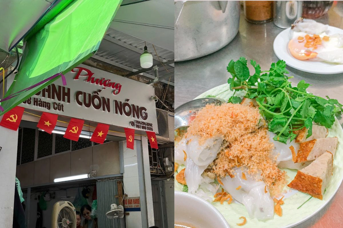 Steaming hot banh cuon at family-run Phuong on Hang Cot Street