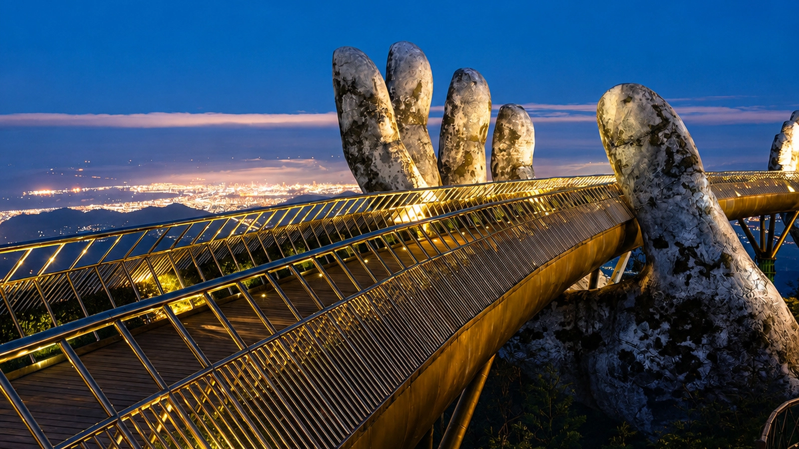 Enjoy Ba Na Hills By Night And Golden Bridge with Buffet Dinner and Round Trip Shuttle Bus | Depart from Danang
