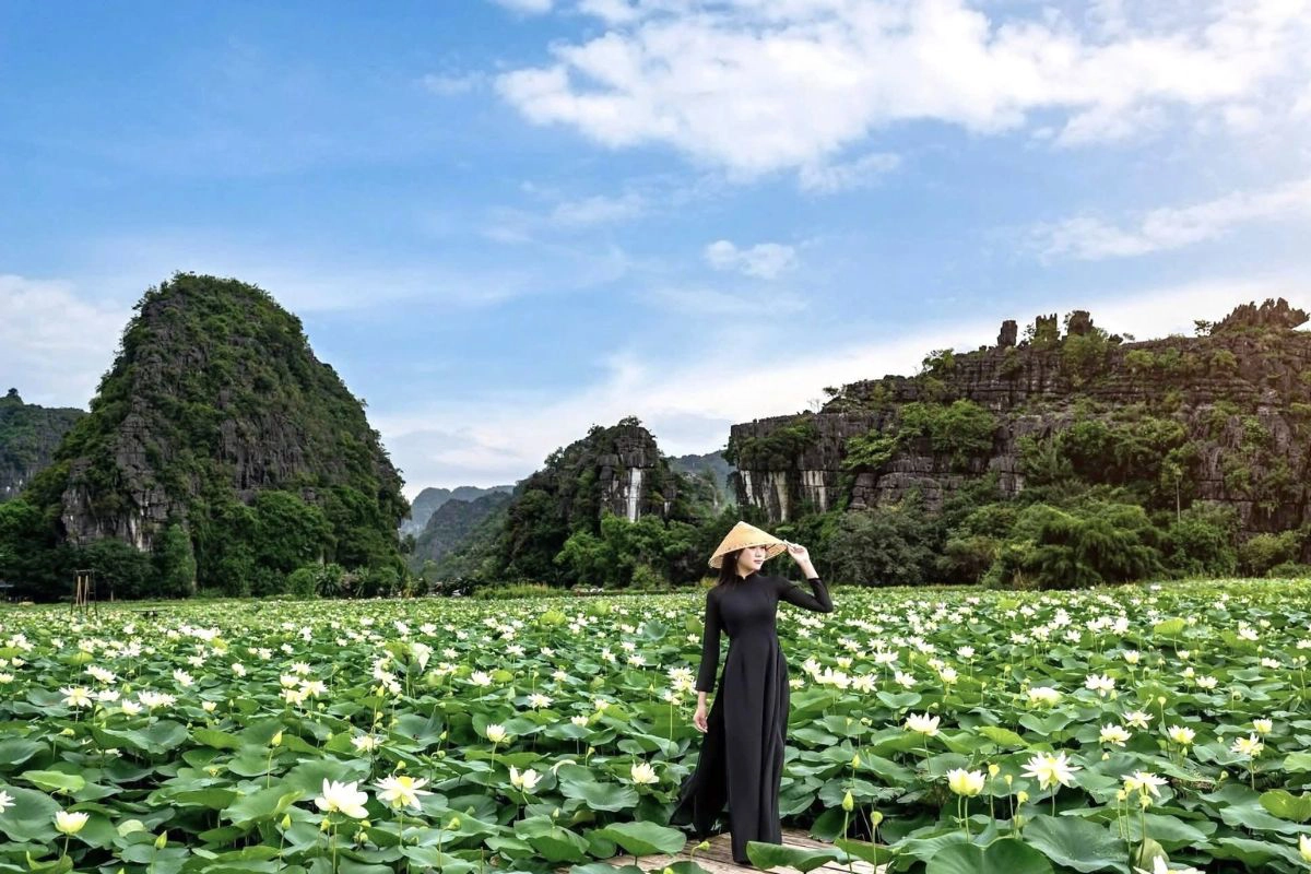 Hang Mua combines mountain scenery, lotus ponds and peaceful countryside views