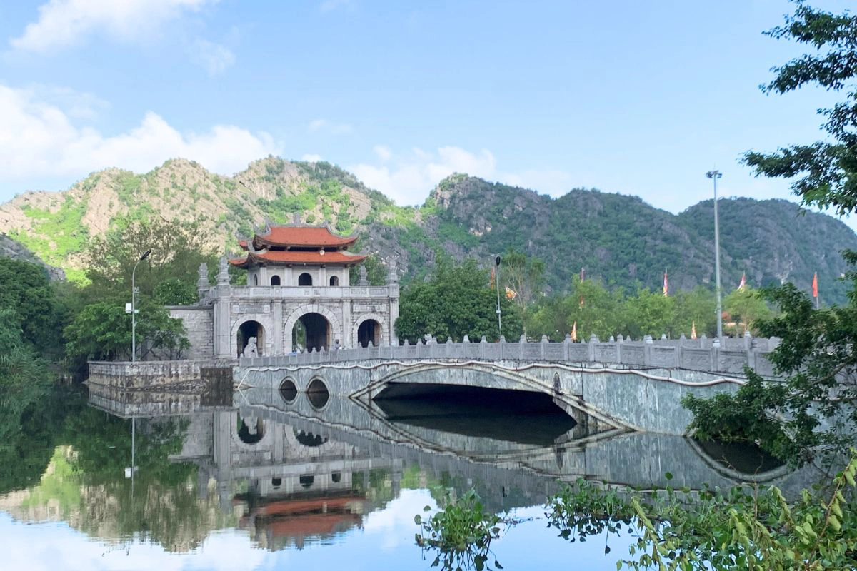 Limestone mountains surrounding the ancient royal capital grounds