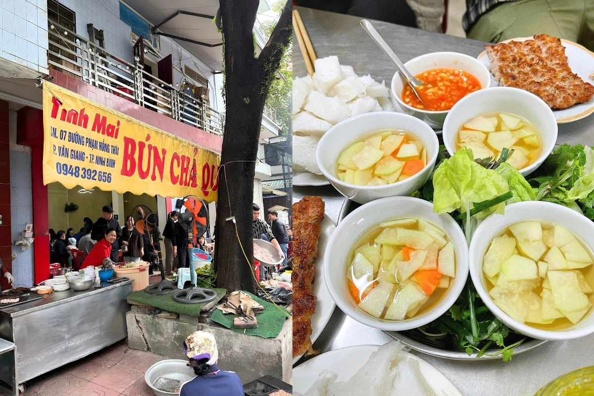 Large savory grilled pork portions prepared fresh at Tinh Mai local eatery