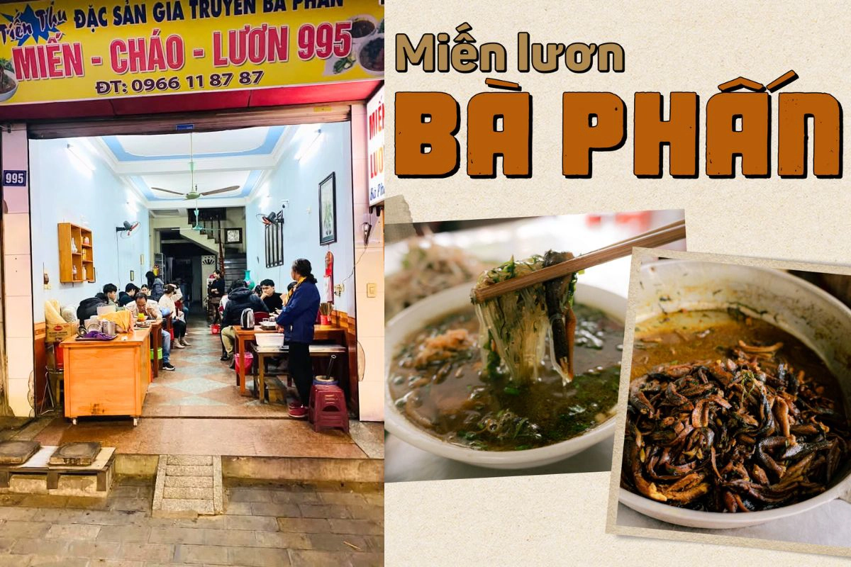 The famous eel glass noodle soup served at Ba Phan family restaurant