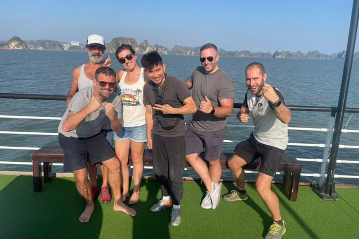 Squid fishing offered on a Ha Long Bay cruise