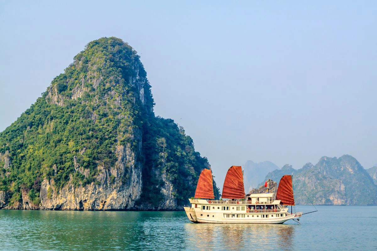 Festive decorations aboard a cruise ship during the Tet holiday