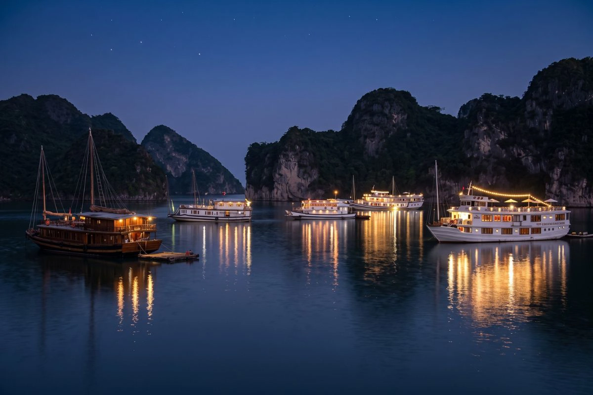 Calm dark waters provide the perfect environment for evening fishing